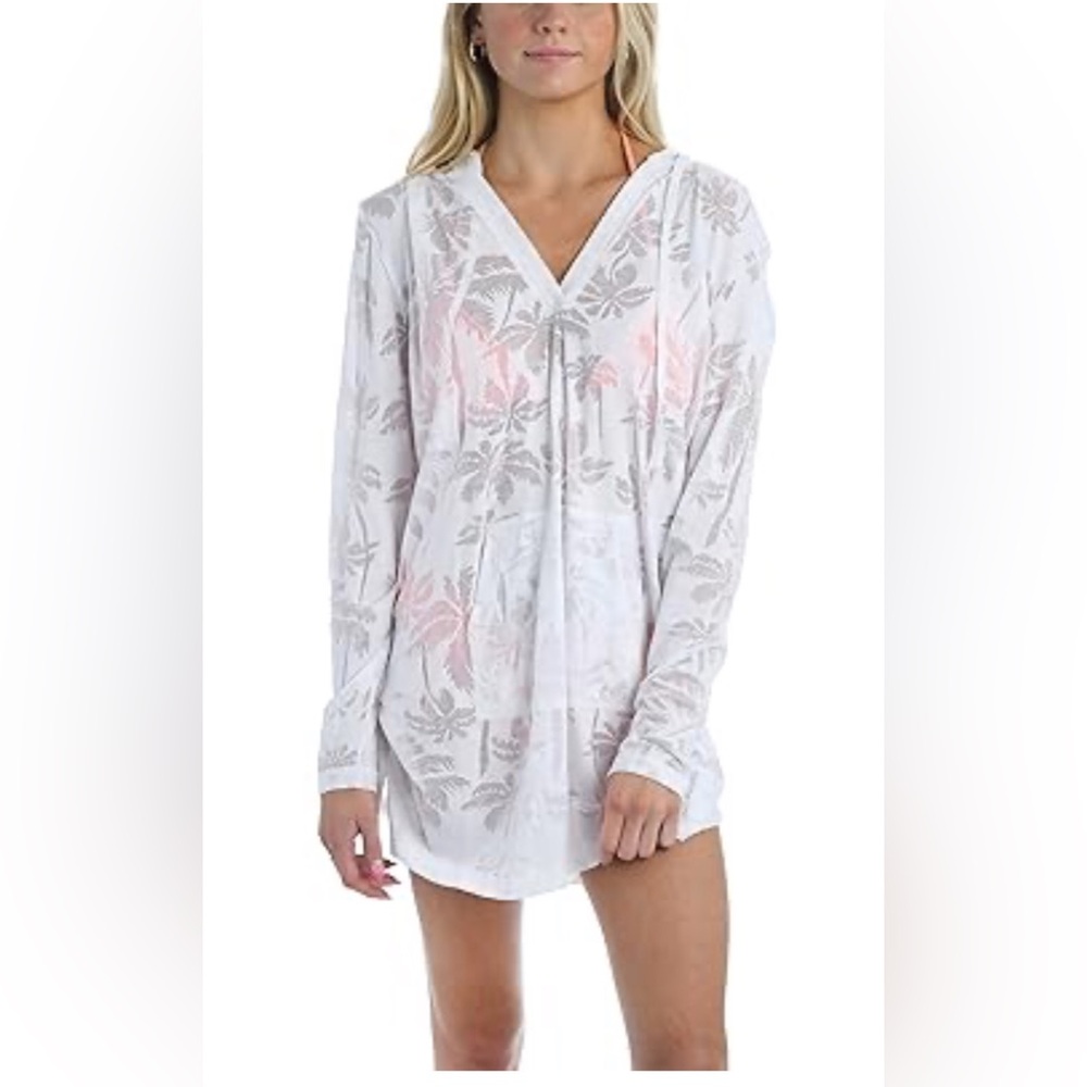 Hobie Women's Burnout Long Sleeve Tunic Hoodie Cover Up